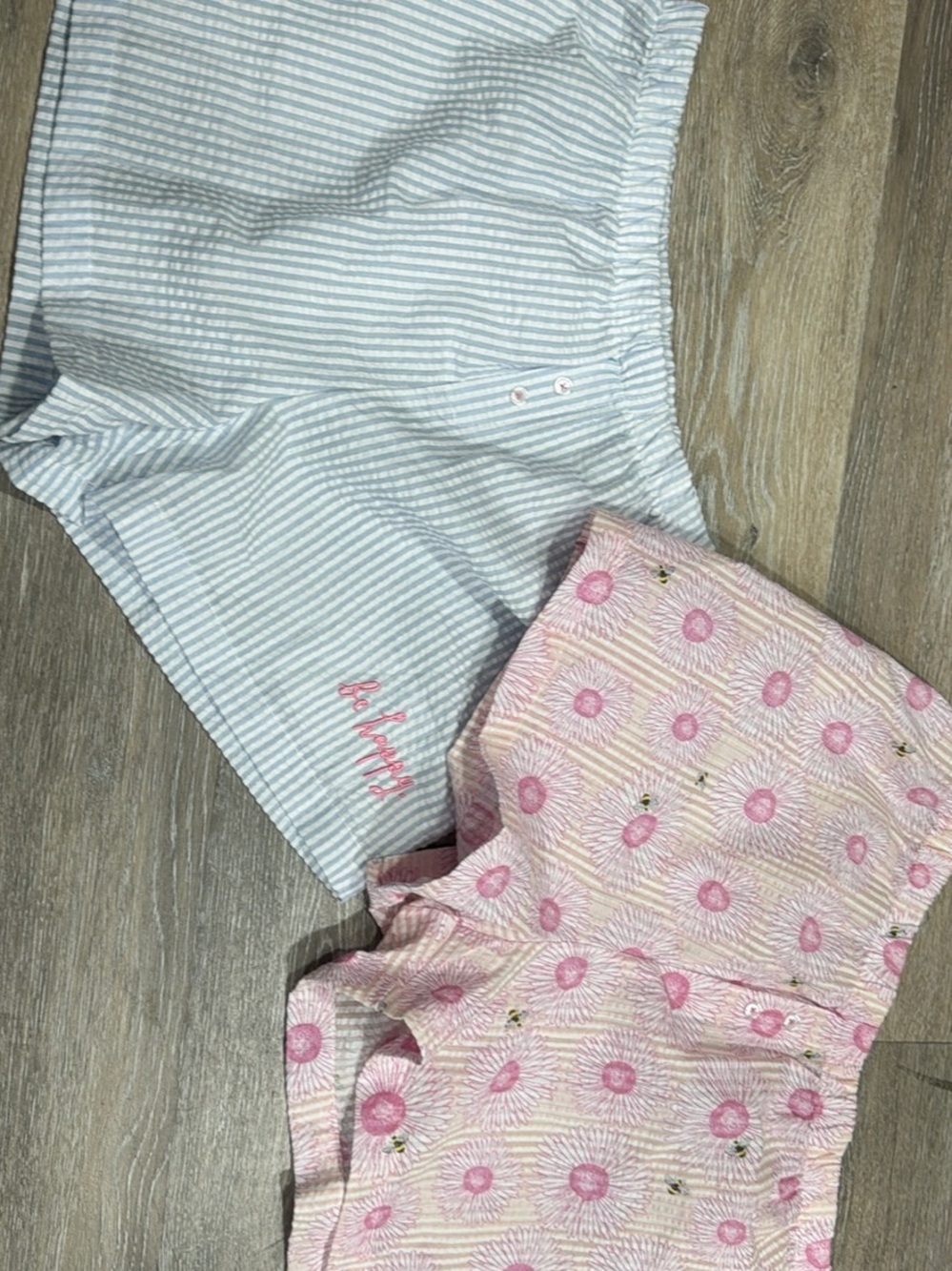 Rae Dunn Pink Floral and Light Blue Stripe Women’s Shorts Set